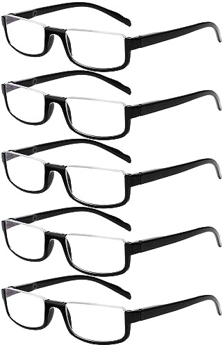 Kerecsen Half Frame Reading Glasses for Men & Women, Lightweight Comfort-Fit Design with Spring Hinges (5Black, 2.50)