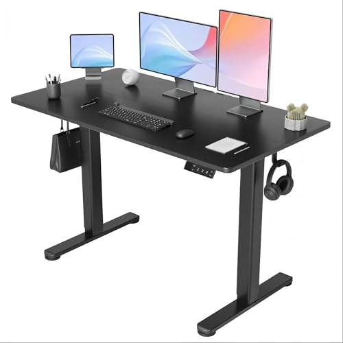 Claiks Schreibtisch Höhenverstellbar Elektrisch, Höhenverstellbarer Schreibtisch 120x60 cm, Standing Height Adjustable Desk, Schwarz Gestell/Schwarz Oberfläche