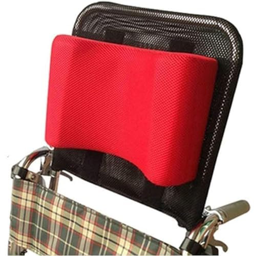 MytaYt Rollstuhl Kopfstütze, Nackenstütze, Bequemes Sitzrückenkissen, Kissen, 40,6–50,8 cm, Für Erwachsene, Verstellbar, Tragbar, Universelles Rollstuhlzubehör,Rot