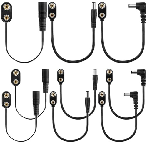 MKBKLLJY 9 clips de conector de batería de 9 V, broche de cable de alimentación, soporte adaptador de clip macho con enchufe macho tipo I de 2,1 mm x 5,5 mm, enchufe macho CC derecho, enchufe hembra