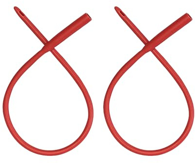 PE Premium Enema Red Latex Catheter 20FR - 2 Pack Flexible Rubber Tubing for Enemas and Colon Cleansing with Free Hose Connector. Recommended for Coffee Enemas, Gerson Therapy, Higher Colon Cleansing