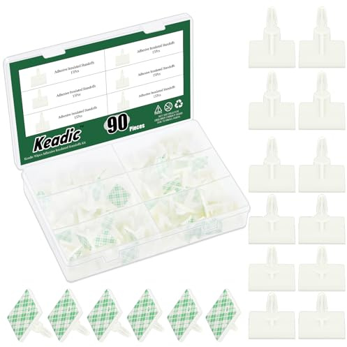 Keadic 90Pcs Nylon PCB Abstandshalter Sortiment Set, 20.5.4/20.6.3/20.8.8.8/20.12.8/20.16.2mm selbstklebende isolierte Standoffs, Snap-in Pfosten feste Clips für PC-Board, Computer-Motherboard