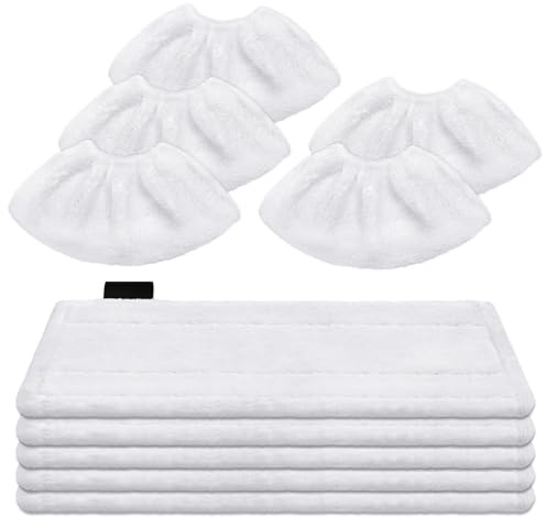 DLAIMI 10 PCS Microfibre Cloth Set Compatible for Karcher Steam Cleaner EasyFix SC 2, 5 Steam Cleaner Pads & 5 Microfibre Cloth Covers for Kärcher,Machine Washable Replacement Cloths