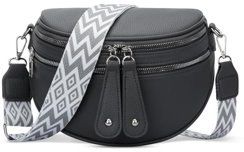 KKXIU Crossbody Tasche für Frauen PU Leder Taille Pack, Schultergürteltasche mit verstellbaren und abnehmbaren breiten Riemen (Grau)