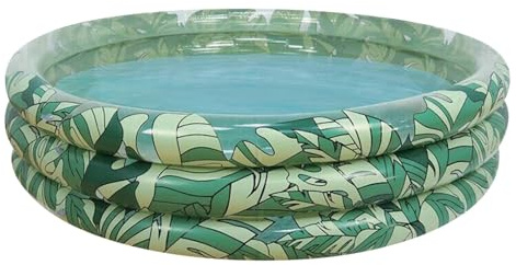 CKB LTD Pataugeoire gonflable imprimé feuilles de jungle pour enfants et tout-petits, 148 cm de largeur, 34 cm de hauteur, aventure tropicale à partir de 2 ans