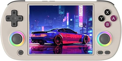 RG40XX H - Consola de juegos de mano, pantalla IPS de 4 con sistema Linux, batería de 3200mAh con iluminación RGB en el joystick, tarjeta TF de 64G incorporada y 5528 juegos, compatible con WiFi y