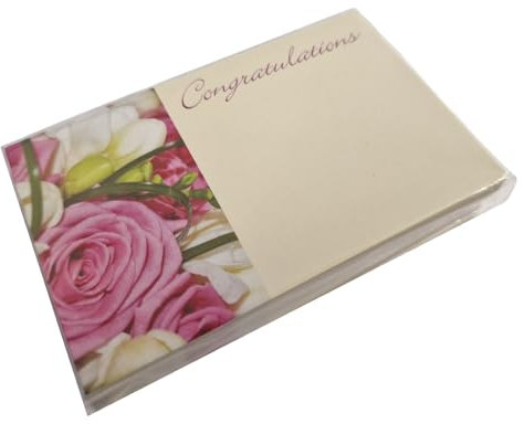 INERRA Florist Message Cards for Flower Bouquets - Small Greeting Card - Pack of 50 (Congratulations)
