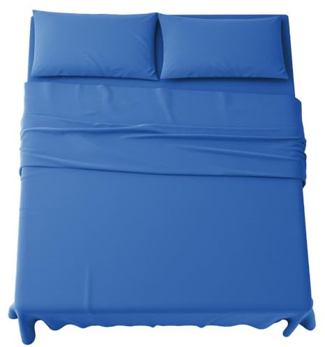 MAXIME MAISON - Parure de Lit 140x200 Microfibre, Ensemble de Draps 4 Pièces (1 Drap Housse 140x200, 1 Drap Plat 220x285, 2 Taie d'oreiller 52x82) Draps de Lit 2 Personnes Rafraichissant Made in Italy