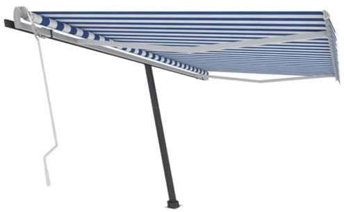 LLEZKBR Furniture select-Freestanding Manual Retractable Awning 400x300 cm Blue/White