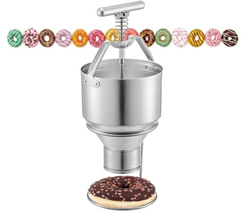 DOJOEUU Manual Donut Dispenser, 3L Donut Depositor with Stand, 6 Adjustable Thicknesses, Commercial Donut Batter Dispenser, Donut Dropper Maker, Manual Donuts Press Machine for Home, Bakeries