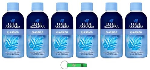 6 x Felce Azzurra Profumatore per Bucato Classico – Profumatore classico – Profumatore per la casa 220 ml + portachiavi Beni Culinari gratuito