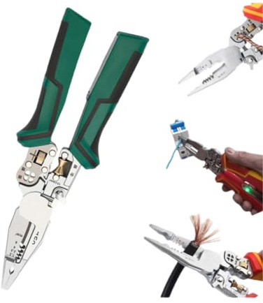 Generisch 9 in 1 Abisolierzange mit Strommessfunktion, Abisolierzange Automatisch, Multifunktionale Abisolierzange, Kabelschere zum Abisolieren, Wickeln, Spalten