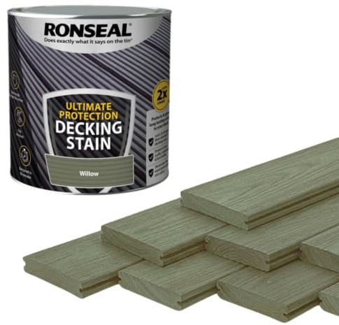 AOC24 - Decking Stain Paint Willow 2.5L - Slip Resistant Ultimate Protection - Use On Exterior Hard/Wood Softwood Paint - Protects from Scuffs, Scratches and Foot Traffic