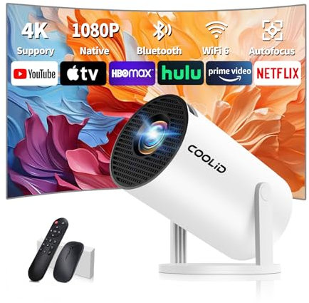 Mini Vidéoprojecteur [App Intégrée & 2026 Upgraded] Projecteur Supporte 4K/1080P avec 5G WiFi 6 Et BT 5.4 Soutien Rotation 270° Portable Projecteur Video Applicable Laptop/HDMI/TV Stick/Home,Blanc