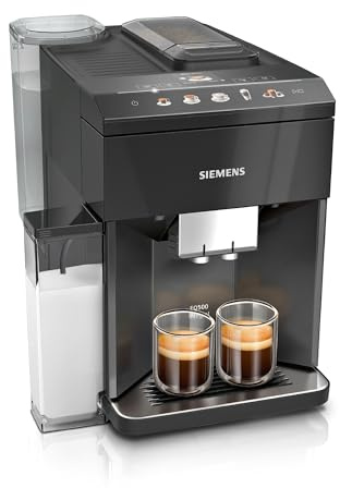 SIEMENS Macchina da caffè EQ500 integral TQ515D09, molte specialità di caffè, montalatte integrale, contenitore per il latte, funzione a doppia tazza, pulizia automatica a vapore, 1500 W, vernice nera