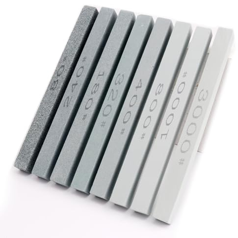 CBRIGHT 8pcs Schärfstein Sticks Set,Grüne Siliziumkarbid Honing Poliersteine, Korngrößen 80#-3000# für Messer, Metall & Schneidwerkzeuge