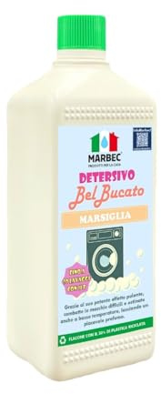 MARBEC DETERSIVO BelBucato Marsiglia 1LT Detersivo liquido concentrato per bucato a mano e in lavatrice, dal profumo di marsiglia