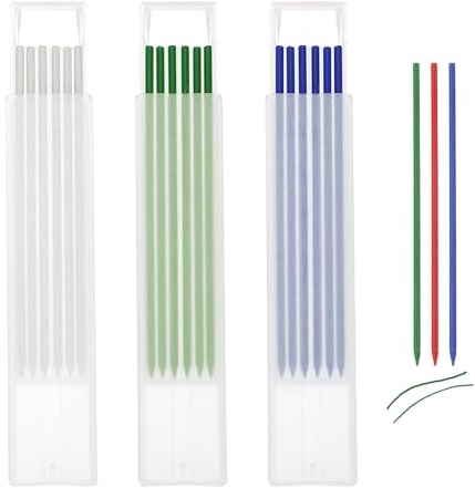 QUARKZMAN 18 Stück Bleistiftminen Tischler Bleistift Ersatzminen 2,8 mm | Solide Tieflochmarker Minen Bleistiftminen Konstruktion Bleistift Ersatz für Zimmermannsbleistift（Drei Farben2）