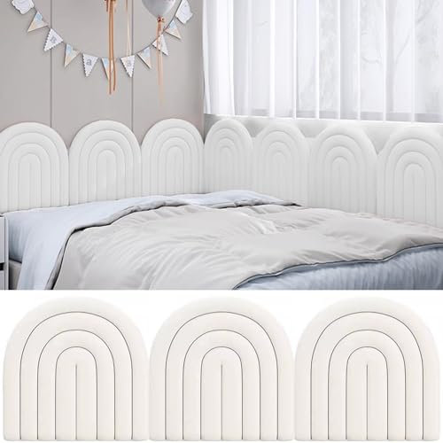 Lot de 3 Panneaux muraux rembourrés, tête de lit rembourrée, Panneaux muraux Anti-Collision, pour Salle de Jeux, Chambre à Coucher, décoration Murale (Couleur : Blanc)