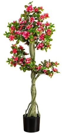 Nearly Natural 4ft UV Resistant Artificial Azalea Tree - Indoor/Outdoor Pink Flowering Tree
