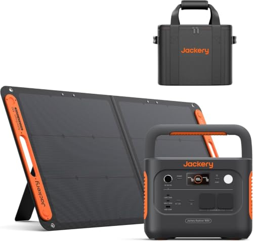 Jackery Explorer 1000 v2 Powerstation mit 100W Solarpanel & M Tragetasche | 1070Wh LiFePO4-Solargenerator mit 1500W AC/100W USB-C und 1 Std. Schnellladung für Reisen, unterwegs & mobilen Einsatz