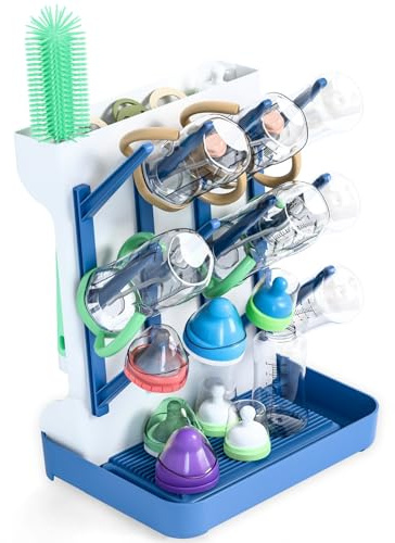 Seche Egouttoir Biberon Bebe égouttoir Biberons Porte Biberon Accessoires Vertical Peu Encombrant pour Ranger et Nettoyage sans Bpa (Bleu)