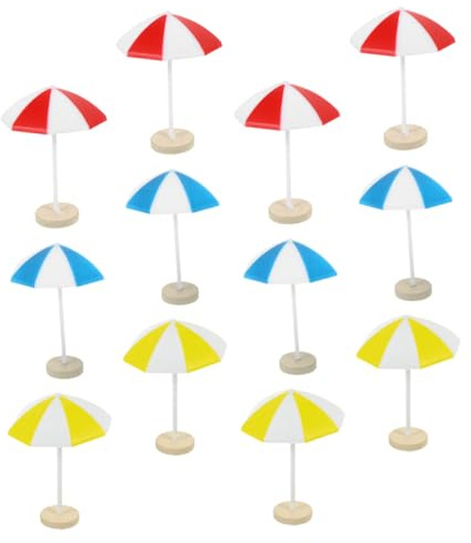 TOYANDONA 8pcs Miniature Beach Umbrellas for Doll House Medium Blue Yellow Resin Sun Parasols Compact Garden Bonsai Decorations DIY Micro Landscape Accessories for Succulents and Miniature