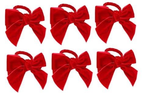 Hoement Anillos de Servilleta Rojos Lazo de Franela para Decoración de Mesa y Banquetes, Juego de 6 Piezas para Mantener Servilletas en Su Lugar