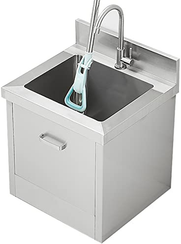 Standwaschbecken aus Edelstahl 304 mit Abflusssieb, 30 cm Tiefe