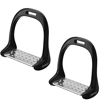 Shuoshenm Étrier d'équitation en Acier Inoxydable antidérapant, étrier de Selle équestre en Aluminium, Conception légère et Durable avec 5 Options de Couleurs pour Les Cavaliers, 120 x 36 mm (Noire)