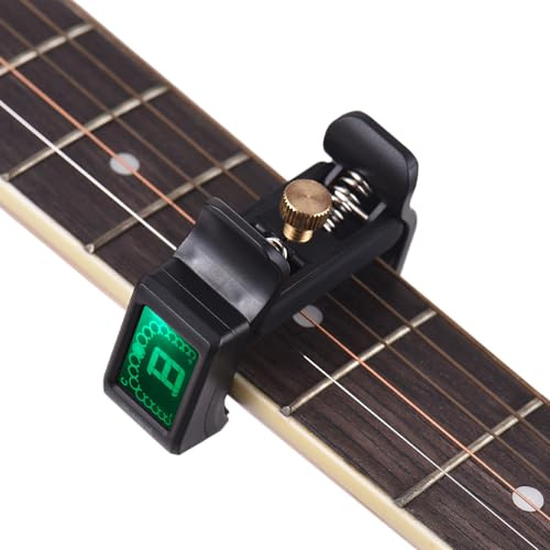 Accordeur de guitare à clipser, accordeur d'instrument électronique portable noir avec protège-cordes, réglage précis, pour guitares électriques acoustiques, mandoline de violon