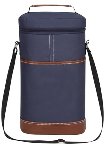 Borsa termica per bottiglie di vino, borsa termica per bottiglie di vino, doppio portabottiglie con fodera termica, borsa portatile per bevande con tracolla, borsa termica da viaggio per lavoro