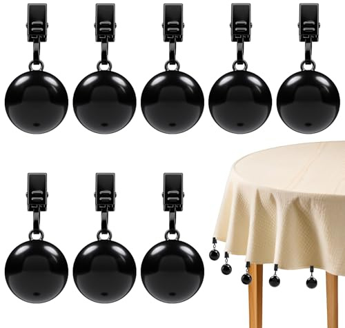 VEEKAY 8er Pack Stabile Tischdecken Gewichte, 68g Extra schwere Rostfreie Edelstahlkugeln mit Clips, Tischdeckenbeschwerer für Outdoor, Gewichte für Vorhänge, Picknick, Hochzeit, Party