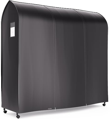 Hangerworld Wasserabweisende Abdeckhaube aus beschichtetem Nylon in Schwarz, Maße ca. 184 cm x 165 cm x 60 cm, Abdeckung für Konfektionsständer/Kleiderständer mit zwei Reißverschlüssen, effektiver Schutz vor Spritzern, Staub und Gerüchen