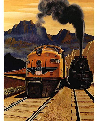 Wee Blue Coo Travel Transport Train Rail Track Steam Diesel Engine Landscape USA Unframed Wall Art Print Poster Home Decor Premium