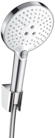 hansgrohe Raindance Select S 120 Duschkopf inkl. Duschkopfhalterung, 3 Strahlarten, Weiß/Chrom