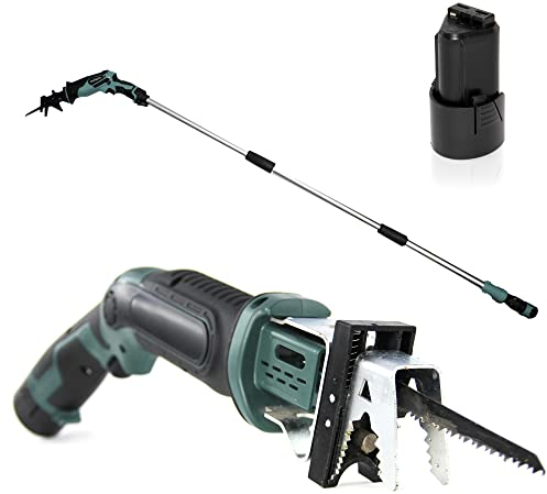 FISHTEC - Scie Sabre Électrique Sans Fil à Bras Télescopique 170 cm et Mâchoire de Serrage - 2 Modèles : Vert/Rouge (Scie sabre électrique vert)