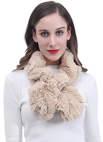 Lina & Lily Plain Ombre Farbe Fell Faux Fur Damen Winter Twist Schal Schlauchschal
