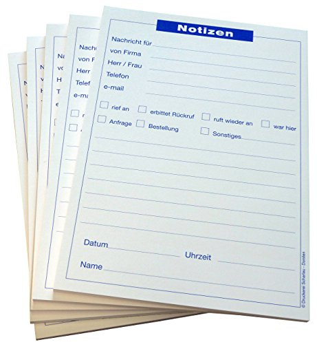 Druckerei Scharlau 18x Notizblocks Telefonnotiz in Blau - Notizen - 50 Blatt, DIN A5, Qualitäts-Offset-Papier 80g/m² (22201)