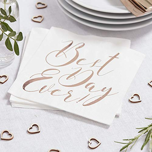 Ginger Ray Best Day Ever Rose Gold Papierservietten, 20 Stück