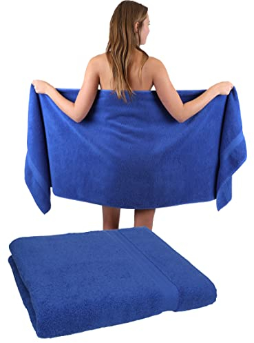 Betz 2 Stück Saunatücher XXL Badetuch Liegetuch Strandlaken Saunahandtuch Premium Frottee 100% Baumwolle Größe 70 x 200 cm Farbe royal blau