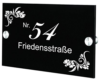 polar-effekt Acrylglas Türschild Personalisiert mit Gravur - Hausnummerschild Geschenk für Familien zum Einzug - Acrylplatte Namensschild für Haustür - Motiv Ornamente Blumen