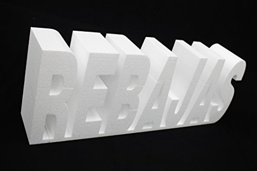 Buchstaben für Rabatten auf Kork Zierleisten Styroporleisten | Höhe 80 cm x 30 cm lang x 10 cm dick | Buchstaben aus Kork Farbe Kork blanco| Buchstaben Elegantes und Original