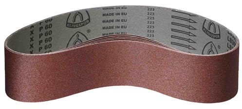 Klingspor Schleifband LS307X – 180 x 1550 mm – Körnung P100 – 5 Stück – für Holz & Metall – reißfeste halbflexible Gewebeunterlage – Profi-Schleifbänder für Bandschleifer und Kantenschleifmaschinen