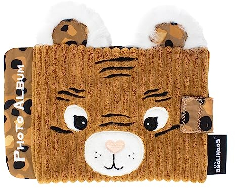 Les Déglingos - Album Photos Bébé Speculos le Tigre -10 Pochettes 10x15cm - Idéal crèche - Puériculture - Rembourrage Recyclé - Ocre
