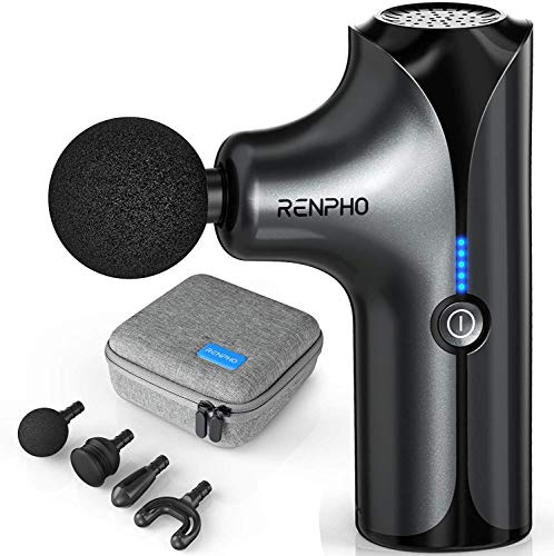 RENPHO Massagepistole, Mini Massage Gun, Tiefengewebe Percussion Muskel Massage Pistole mit 4 Köpfen und 5 Modi, tragbare Größe, lange Lebensdauer der Batterie, Geschenk für Mann, Frauen - Schwarz