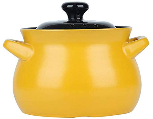 SMSOM Casserole de Casserole en Terre Cuite en Terre Cuite - Panoramique Durable, Non-bâton, Facile à Nettoyer, à Froid et résistant à la Chaleur (1.2L) Jaune (Size : 1.2L)