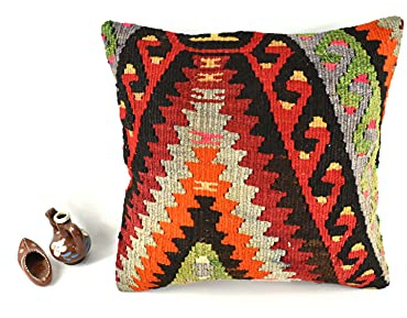 kelim kissen 40x40 cm handgefertigt kelim kissenbezug orientalische kissen kopfkissen viereckig dekorative bohemian kissenhülle dekokissen sofakissen zierkissen code A2508