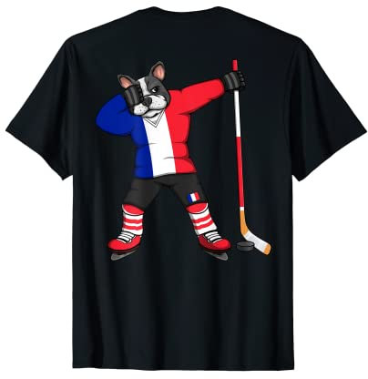Dabbing Französische Bulldogge Frankreich Eishockey-Fans Trikot Sport T-Shirt
