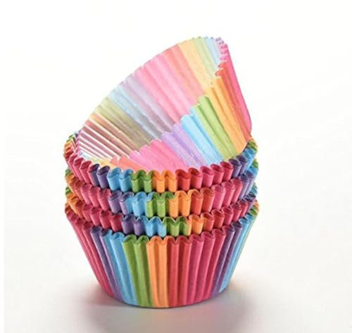100 Pezzi Fodere per Torta Arcobaleno Cupcake di Carta, Tazze per Muffin per Cupcakes per Dessert per Feste di Compleanno e Matrimoni